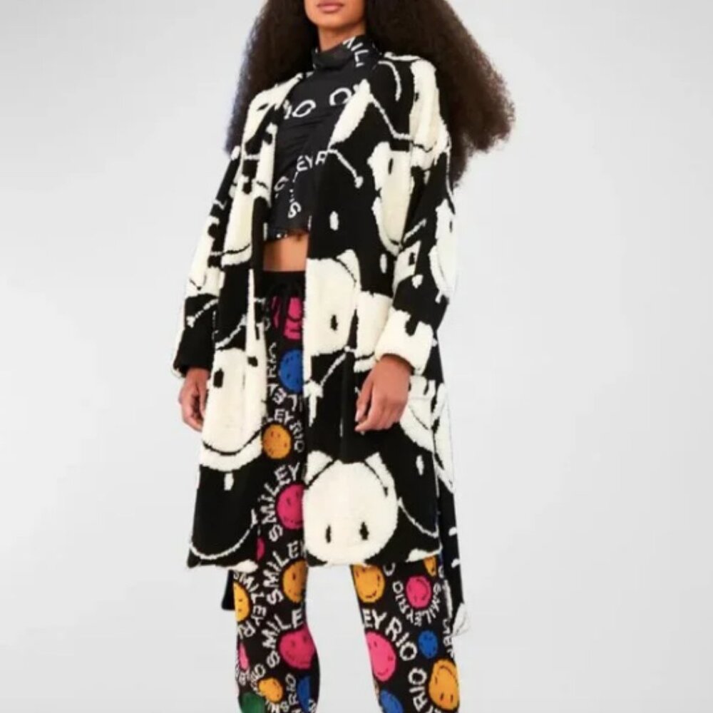 NWT Farm Rio X Smiley Belted Two-Tone Cardigan L